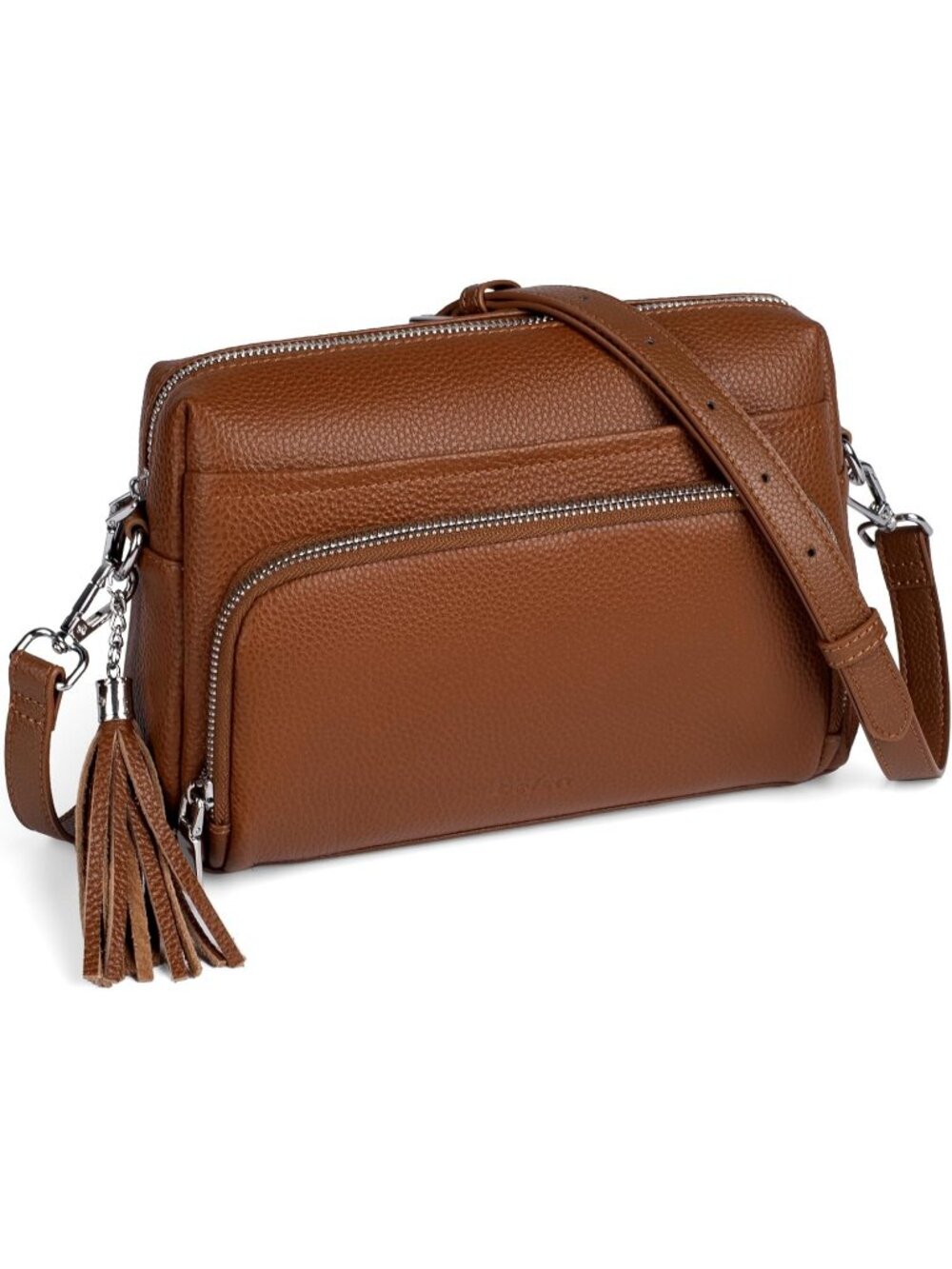 Women's Brown Genuine Leather Multi-Pockets RFID Blocking Wallet Crossbody Bags